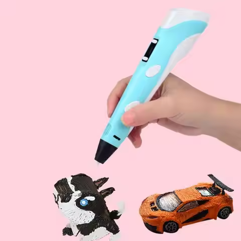 Funny USB 3D Printing Pen Adjustable Speed LED Display DIY Drawing Pens with PLA Filament Safe Paint