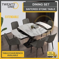 Modern Sintered Stone Extendable Dining Table Set (Two Colour Available)