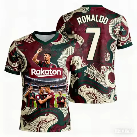 Ronaldo's No. 7 football jersey men's sports T-shirt 3d Printing Summer Dry Quickly Men's T-Shirt Ki