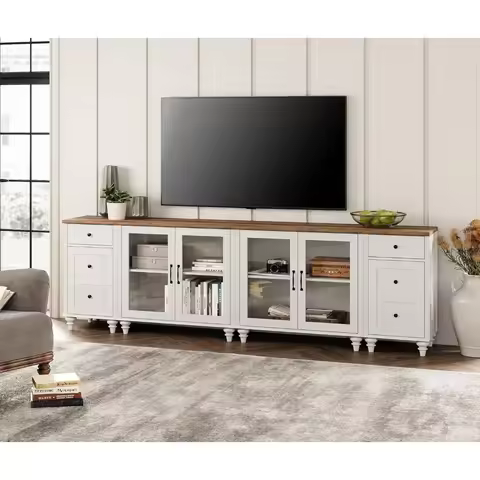 Large TV Stand for 100 Inch TV, LED TV Console Table for 85 90 95 Inch TV, Entertainment Center with