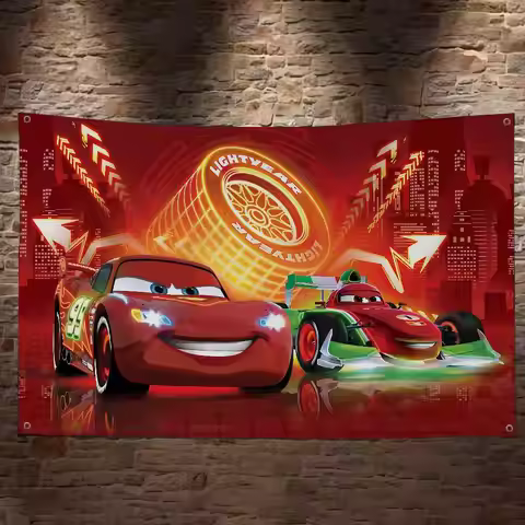 Cars Lightning Mcqueen Colorful Flag Wall Hanging Bohemian Wall Banner Mandala Indoor Art Decor