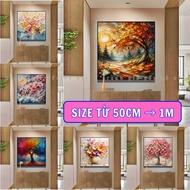 1mx1m - Abstract flower oil canvas print hanging in living room, hotel bedroom