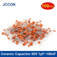 100Pcs Ceramic Capacitor 50V 1pF~100nF 2.2pF 4.7pF 5pF 6pF 8pF 9pF 10pF 50pF 100pF 820pF 1NF 2NF 6.8