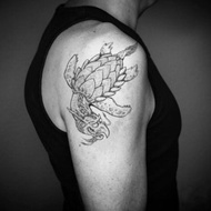 OhMyTat 龍龜沼澤 Dragon Turtle Dunkle 刺青圖案紋身貼紙 (2張)