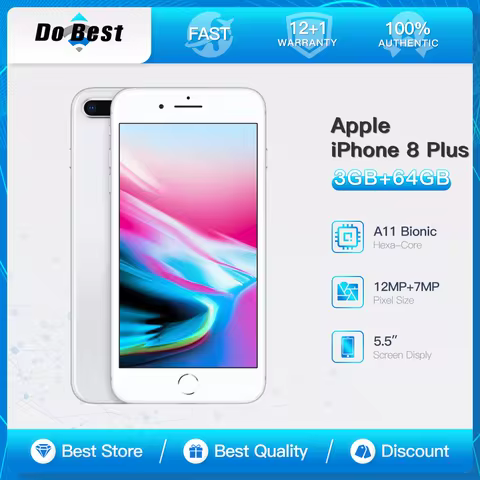 Apple iPhone 8 Plus 4G LTE Mobile Phone 5.5" Retina Display Ture tone 64GB/256GB ROM 12MP A11 Bionic