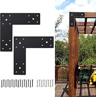 Pergola Flat Brackets 10" x 10"- 2Pack,L-Shape Straight Joining Brackets for 4 x 4 or 6 x 6 Lumber,H
