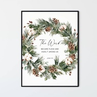 John 1 14 Christmas Christian Wall Art Bible Verse Wall Art canvas print  Scripture Home Decor The W