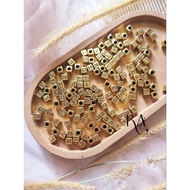 Metallic Square Letter Beads 50gr - Alphabet Square Letter Beads Alphabet Beads Block Letter Beads