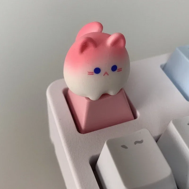 Original แมวสีชมพูน่ารัก Keycaps OEM ความสูง ABS Keycap โปรไฟล์เชอร์รี่ Artisan Keycaps สําหรับแป้นพ
