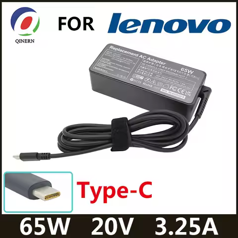 20V 3.25A 65W USB Type C Power Adapter Charger for Lenovo Thinkpad X1 carbon Yoga X270 X280 T580 P51