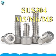 304 Stainless Steel Hexagon Screw DIN912 Extended Cylindrical Head Screw Cup Head Bolt M5/M6/M8 * L5