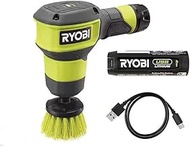 RYOBI USB Lithium Compact Scrubber Kit with 2.0 Ah Battery, USB Charging Cord, and 2 in. Medium Bris