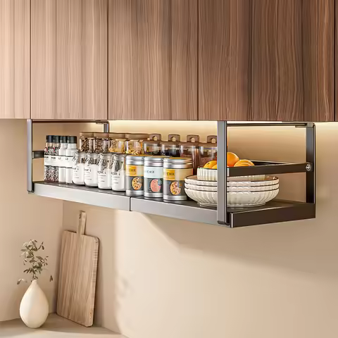 1pc-Expandable Cabinet Storage ShelfSpice Hanging Rack Kitchen Counter Organizers Shelves Under Cabi