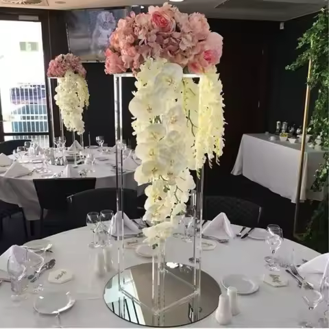 2/5/10 pcs Acylic Floor Vase Clear Flower Table Centerpiece Marriage Modern Vintage Floral Stand Col