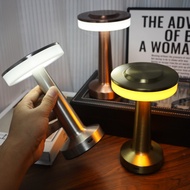 Touch Control Vintage Desk Lamp with 3W LED & 600mAh Battery, Metal+Acrylic UFO Dumbbell Night Light