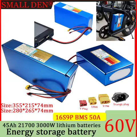 High power Original 60V 45Ah lithium battery pack 21700 16S9P DIY 3000W high-capacity camping and sw