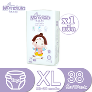 MOMOTARO Baby diaper tape  Day＆Night แบบเทป เบาบาง ใส่สบาย ไม่อับชื้น ซึมซับได้ดี แพมเพิสราคาถูก ไซส์ Size XL38 (1 แพ็ค)