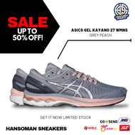 Asics GEL KAYANO 27 WOMENS Gray PEACH Shoes SNEAKERS SPORTY SPORTY Shoes Run Shoes Volley Shoes BADM