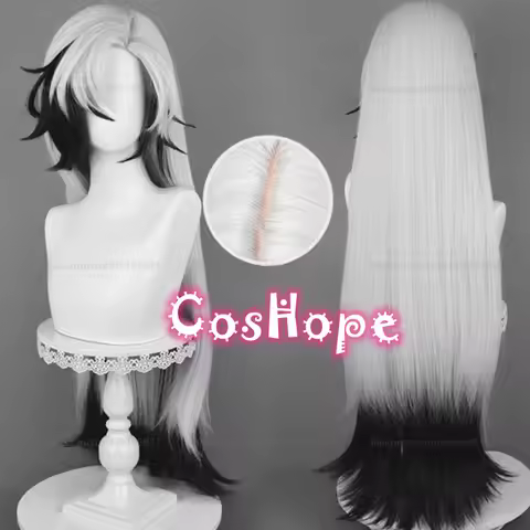 HSR Boothill Cosplay Wig 92cm Long Straight Silver White Black Mixed Wig Cosplay Anime Cosplay Wigs 