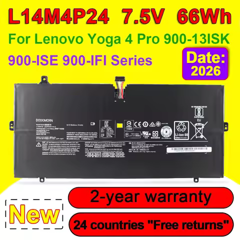 DODOMORN L14M4P24 For Yoga 4 Pro 900-13ISK 900-ISE 900-IFI Laptop Battery L14L4P24 7.5V 66Wh 2ICP5/5