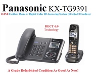 2LINE !(Refurbished)Panasonic KX-TG9391T-R DECT 6.0  2-Line Cordless Phone w/ Digital Caller ID Answering System (1Corded+1Cordless) (Export)