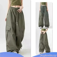 【READY STOCK AT Johor】 Hotgirl⭐Cargo Pants For Women Drawstring Plain Pocket casual street style