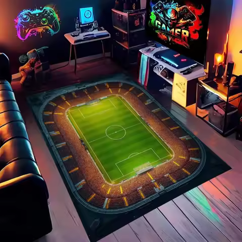 Soccer Stadium Rug Football Field Floor Mat Vintage Living Room Decor Carpet Soft Non Slip Floor Mat