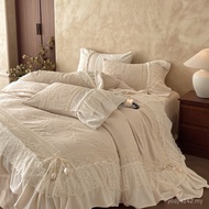 Wind Velvet Lace Carved Velvet Bed Sheet Four-Piece Set Lace Quilt Cover Girl Rabbit Warm Thickened 