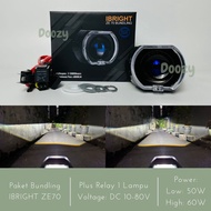 Bundling Package - IBRIGHT ZE70 Biled 2.5 Inch Blue Lens Plus Shroud DEVIL and Relay 1 Lamp