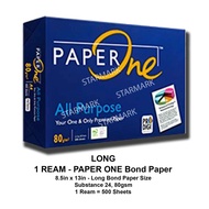 Paper One Bond Paper - 1 Ream Long Bond Paper Size - 8.5x13 inches - Substance 24, 80gsm - Original 