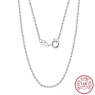 Rinntin 14K สร้อยคอทองแข็ง1.0/1.2มม. สร้อยคอโซ่สำหรับผู้หญิง AU585สีเหลือง/ขาว/ทองคำสีกุหลาบสร้อยคอห