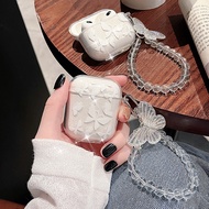 Luxury White Butterfly Design AirPods Case Compatible with AirPod 2/AirPod Pro/AirPod 3, Soft Stand 