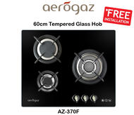 Aerogaz AZ-370F 60cm Tempered Glass Gas Stove Cooker Hob w/ 3 Burners