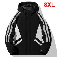 Patchwork Jacket Men Plus Size 8XL Windbreak Fashion Casual Hooded Jacket Coat Male Big Size 8XL