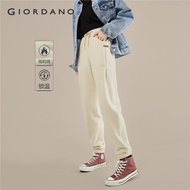 GIORDANO Women Joggers Polar Fleece Elastic Waist Warm Joggers Brand Patch Pleated Fashion Casual Ch