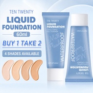 TEN TWENTY Liquid Foundation 60ml 4 Shades Waterproof Full Coverage Makeup Essential