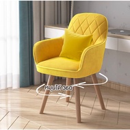 เก้าอี้หมุนได้ 360 องศา เนื้อผ้ากำมะหยี่ DD89 เก้าอี้นอร์ดิกพนักพิงมาพร้อมกับหมอนอิง ขาไม้แข็งแรง