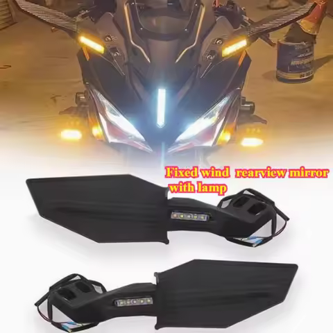 A Pair Motorcycle Wind Wing Side Rearview Mirror with Turn Signal Lamp for CFMOTO 450 SR 450SR Yamah