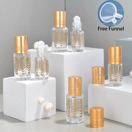 3ml/6ml/12ml Roll On Glass Bottle Essential Oil Container Gold Luxury Empty Refillable Mini Roller Perfume Bottle
