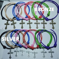 Gelang tali Korea 2mm Liontin Salib