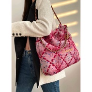Chanel chanel Bag 22K New Colorful Woolen Knitted Stitching Gold Letter 22bag Shopping Bag Bag