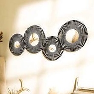 1pc/2pcs/4pcs Black Bohemian Style Round Wall Hanging Mirrors Set, Woven Sun Pattern Decorative Mirr