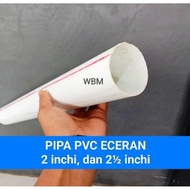 2" inch pvc pipe D, 80 cm long, 2 mm thick