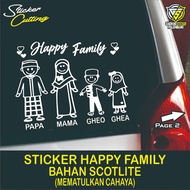 Happy Family Cutting Sticker - Cheerful Family Character Sticker - Car Rear Window Sticker