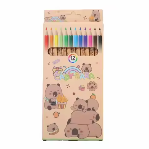 12 Colors Capybara Colored Pencils Sketching Drawing Art Supplies Colour Pencil Cartoon Wooden Color