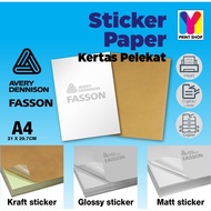 Sticker Fasson Avery Glossy & Matte and Kraft A4 Size 21x29cm Paper Label Inkjet / Laser Printing Se