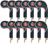 Craftsman Golf 12pcs Golf Iron Putter Head Covers Headcover Set Black &amp; Red Fit All Brands Callaway, Ping, Taylormade, Cobra, Etc.