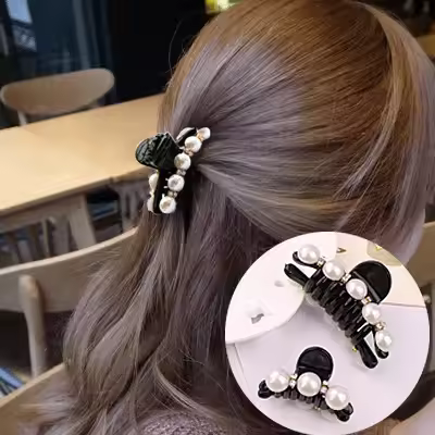 New Fashion Crab Hair Hair Claws Imitation Pearl black Lady Headwear Accessories for Women Hairpins 
