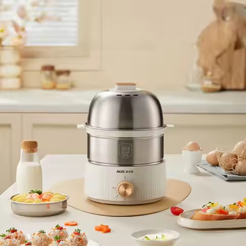 Household Egg Cooker Timed Egg Boiler Breakfast Machine Automatic Steamer Egg Custard Steaming Cooke