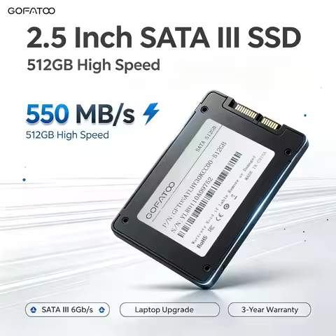 GOFATOO 2.5" SATA III 6Gb/s Internal SSD Up to 550MB/s 120GB‑512GB Solid State Drive for Desktop & L